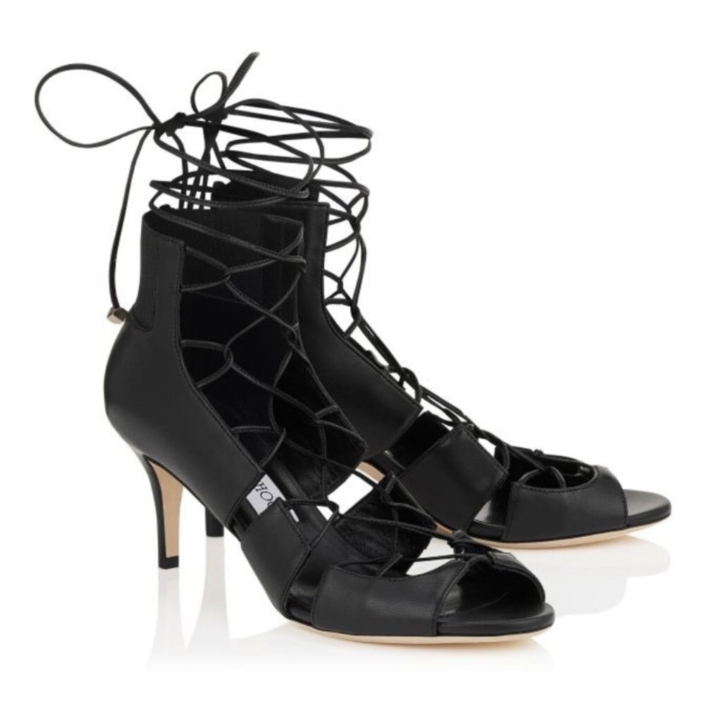 JIMMY CHOO Myrtle 100 Cage Wrap Leather Pumps